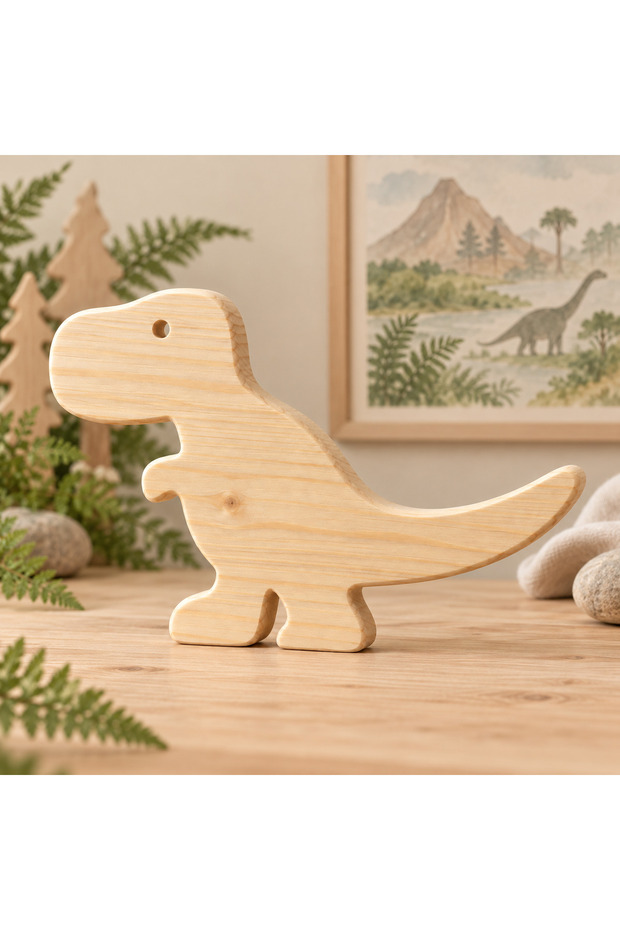 Wooden Paintable T-Rex Toy, Dinosaurs, Handmade, Natural, Gift Toy