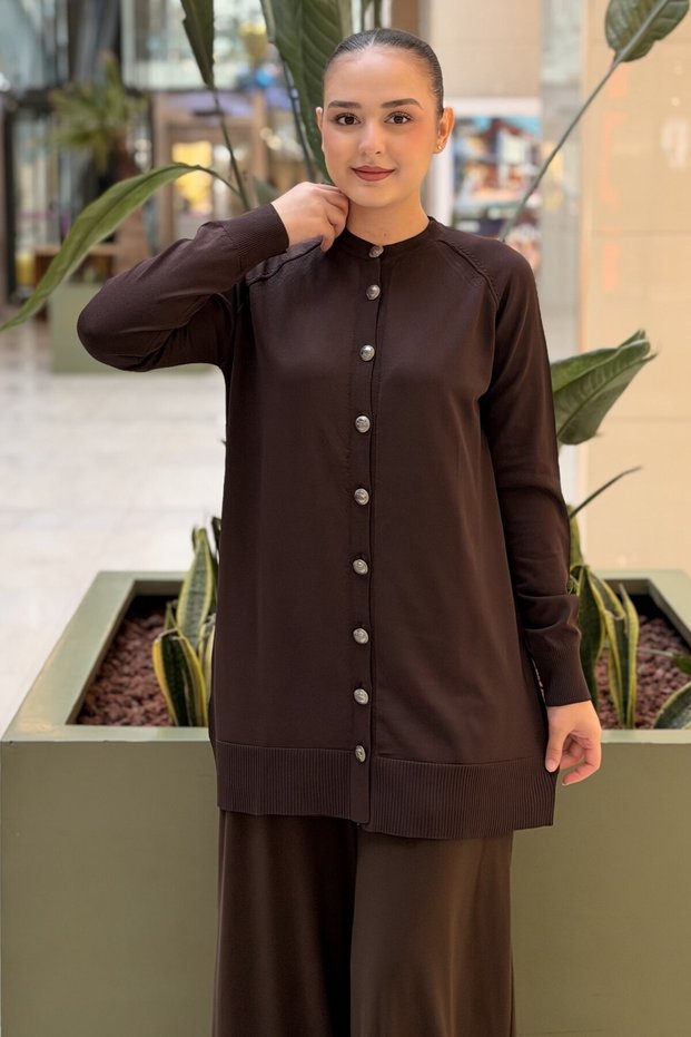 Basic Mercerized Cardigan with Raglan Sleeve