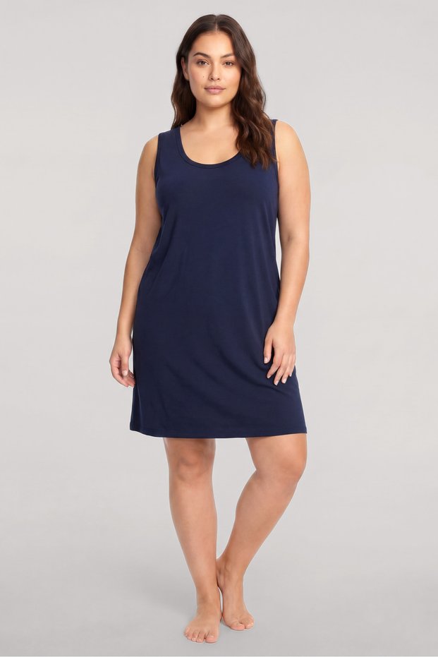 Women's Basic Plus-Size Nightgown - Navy Blue