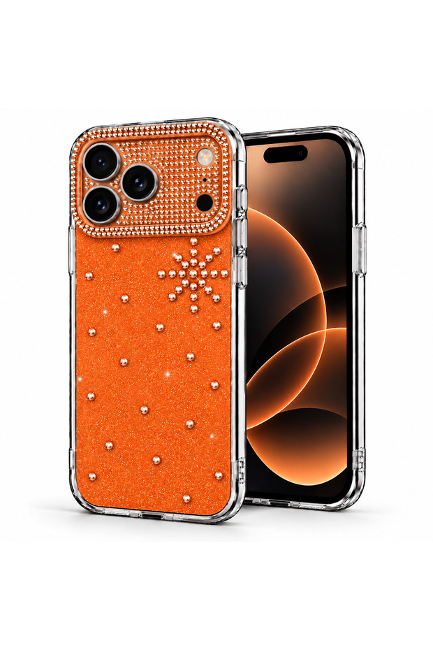 ShineGlam Luxe Orange Case Compatible with the Apple iPhone 17 Pro