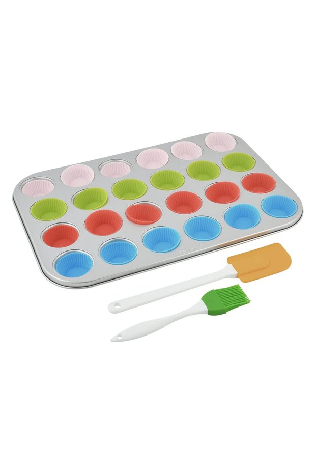 Mini Muffin Pan Set, 24 Cup, Multicolour