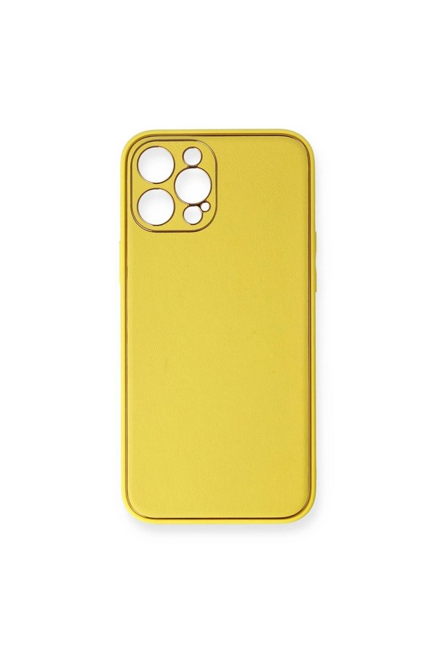 Apple iPhone 12 Pro Max Case Coco Leather Silicone Cover - Yellow
