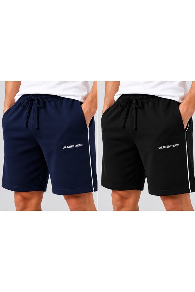Men's Jersey Shorts with Two Side Pipes (Larcivet Black)