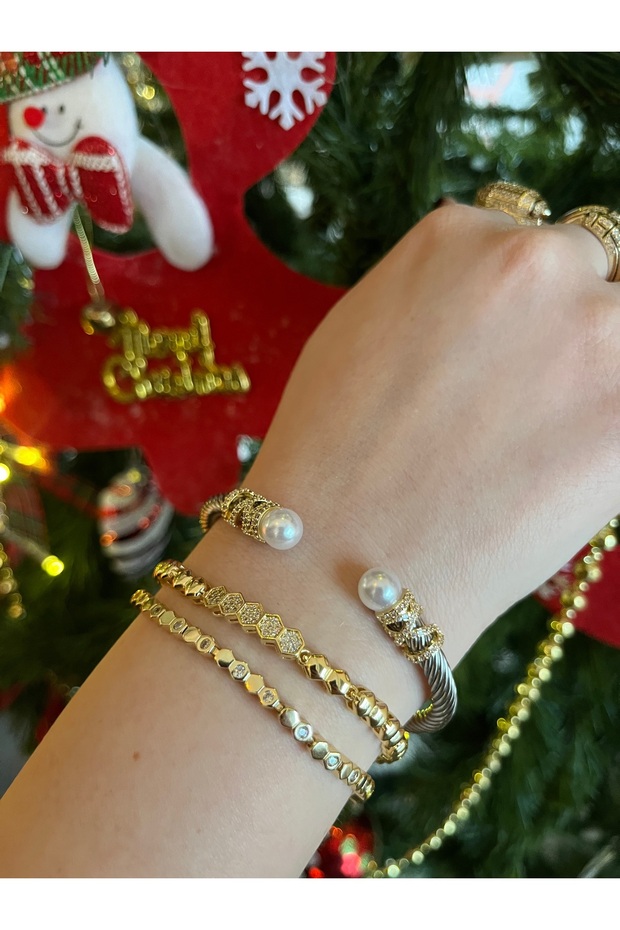 Brand Model Pearl-Detailed Steel Bracelet