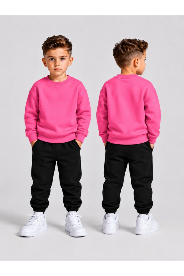 Children's Winter Sweatsuit Set—Unprinted, 3-Ply Brushed Inside Crew Neck Sweatshirt, Cotton Top and Bottom Set