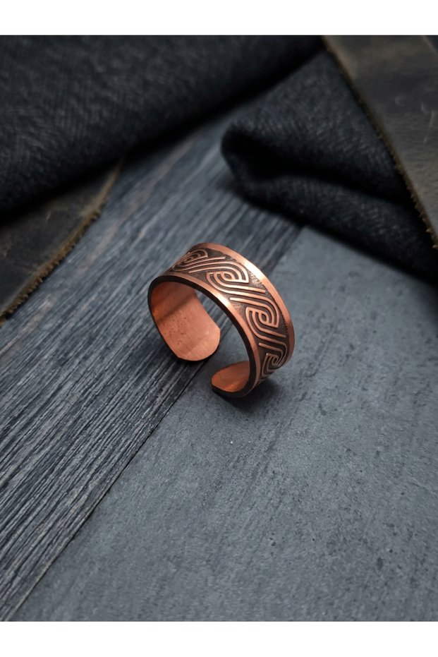 Copper Ring, Adjustable, Spiral Tribal Design, Viking Style, Open Ring That Fits Any Finger