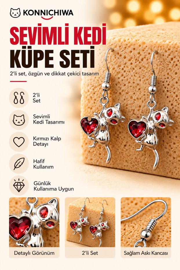 Cute Cat-Shaped Earring Set (Set of 2) – Available in Black and Red A TINY CAT, A HUGE AMOUNT OF LOVE! 🐱❤️