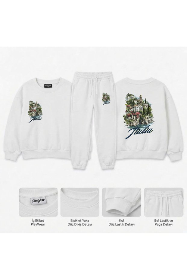 Team Sweatshirt "Italia-Sahili" Printed for Girls, Boys, and Kids—Crew Neck with Men’s Collar