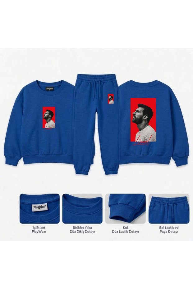 Team Sweatshirt with Lionel Portrait Print for Girls, Boys, and Kids—Crew Neck