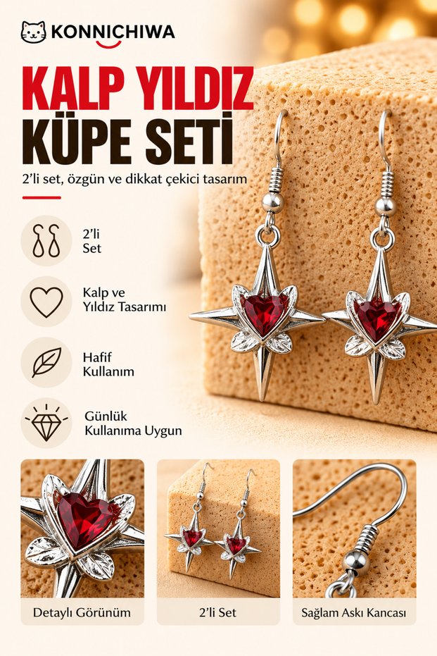 and Gothic Dangle Earring Set with Star Motifs LET THE SPARKLE OF THE STARS SHINE THROUGH YOUR STYLE!