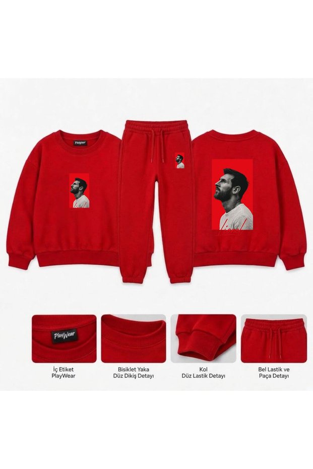 Team Sweatshirt with Lionel Portrait Print for Girls, Boys, and Kids—Crew Neck