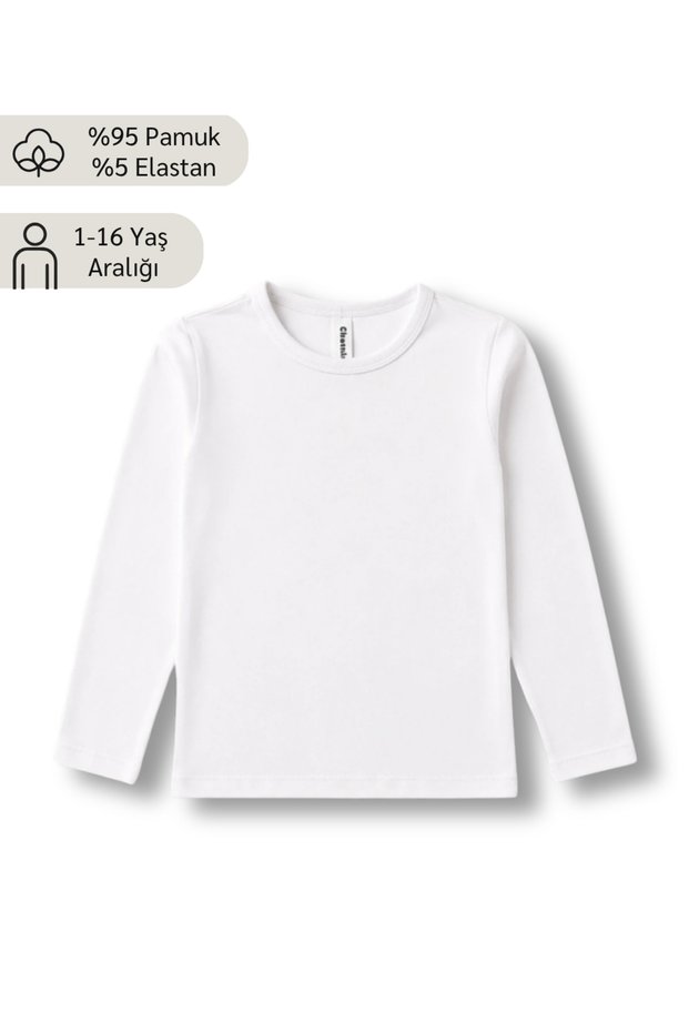 Ages 1–16, 95% Cotton, Unisex Kids' Long-Sleeve T-Shirt / Basic T-Shirt for Girls and Boys / Transitional T-Shirt