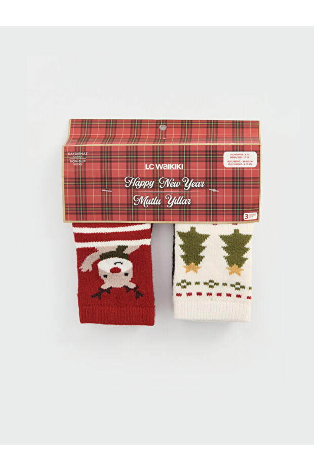 High-Quality Items from Çelebi Store: Set of 3 New Year's-Themed Baby Boy Socks