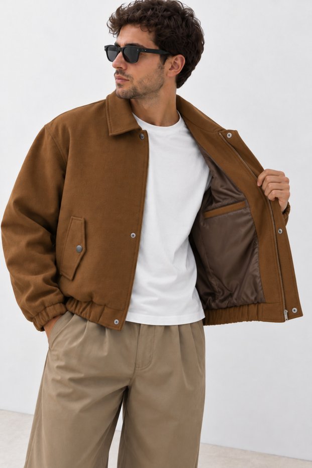 New Season Men's relaxed fit premium zipper-front transitional jacket