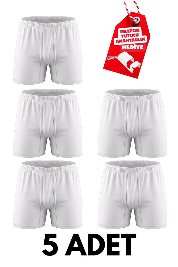 5-Pack Men's 100% Cotton Relaxed-Fit Boxer Briefs + Free Phone Holder Keychain
