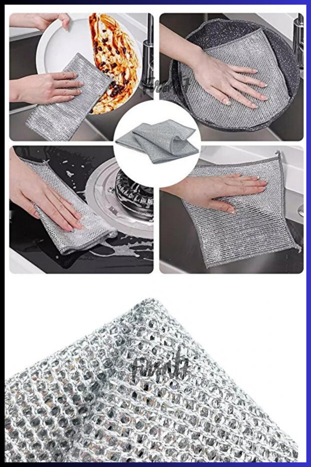 PROFESSIONAL Stainless Steel Wire Cleaning Cloths, 4-Pack: Multi-Purpose, Scratch-Resistant Dish Cloths - Single-Layer, Heavy-Duty Cleaning Cloths