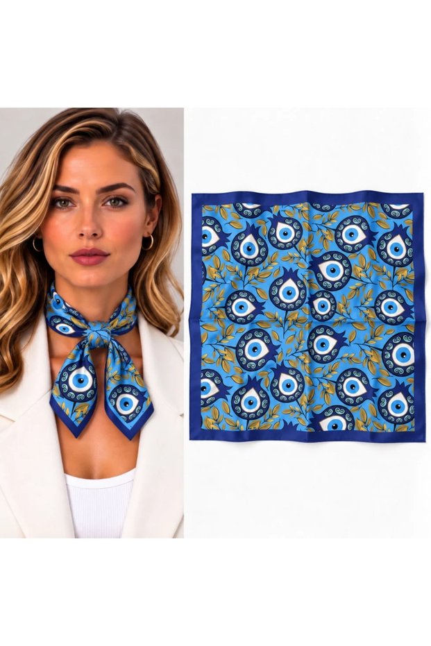 Scarf / Bandana with Nazar Boncuğu Pattern, 50x50