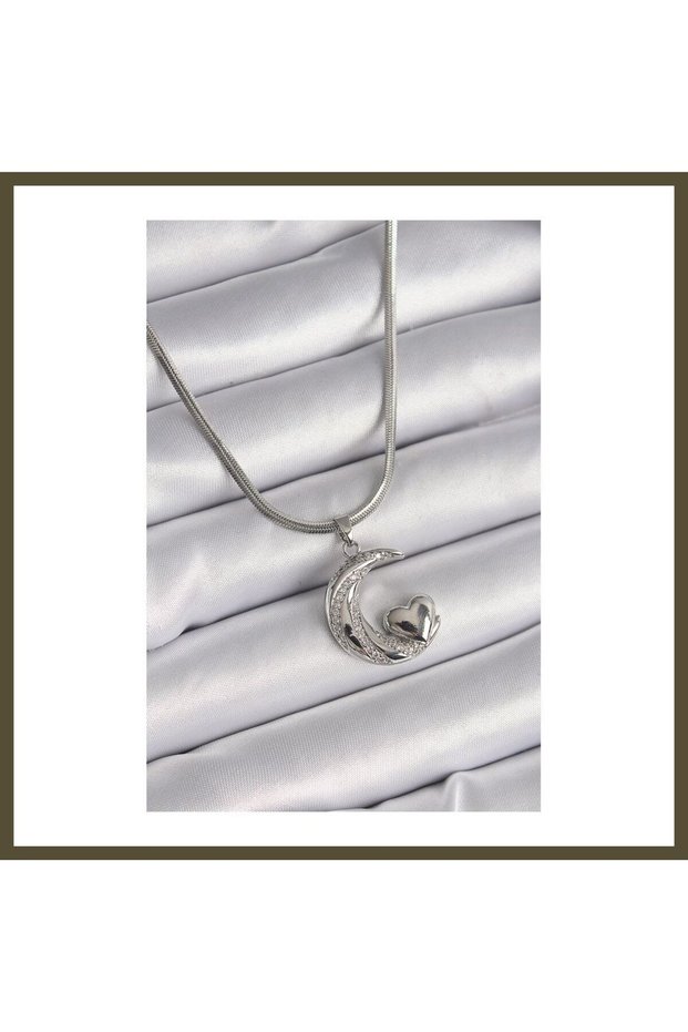 316L Steel, Silver-Colored, Italian Chain, Zircon-Set Halil Figure Detail Women's Necklace BX