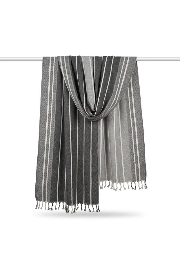 Karatezgah Woven Double-Sided Peştemal Shawl, 90x180, 100% Cotton, Striped, Sofa Shawl