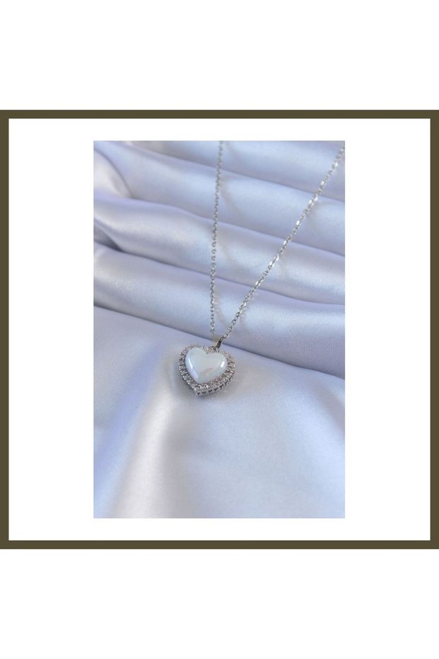 316L Steel Silver-Colored Pearl-Style Necklace with Zircon Stones for Women BX