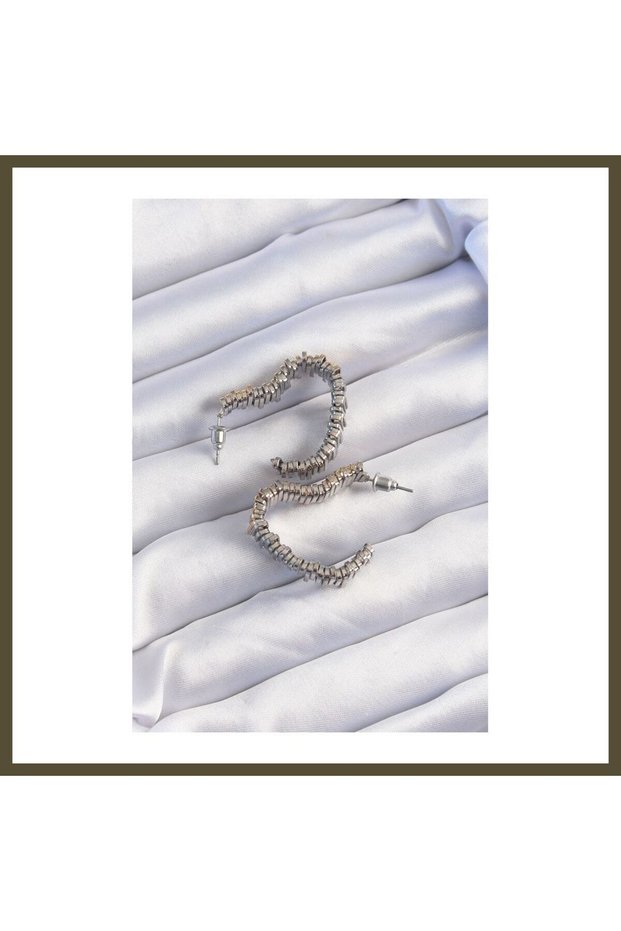 Gold-Plated Silver-Colored Serrated Earrings BX