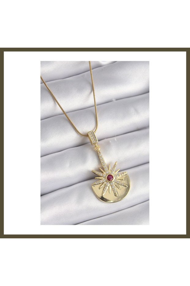316L Stainless Steel Gold-Colored Star-Shaped Necklace with Zircon Stones for Women BX