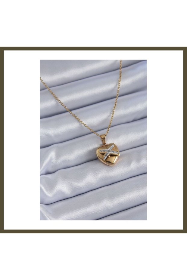 316L Steel Gold-Colored Zircon Detail Women's Necklace BX