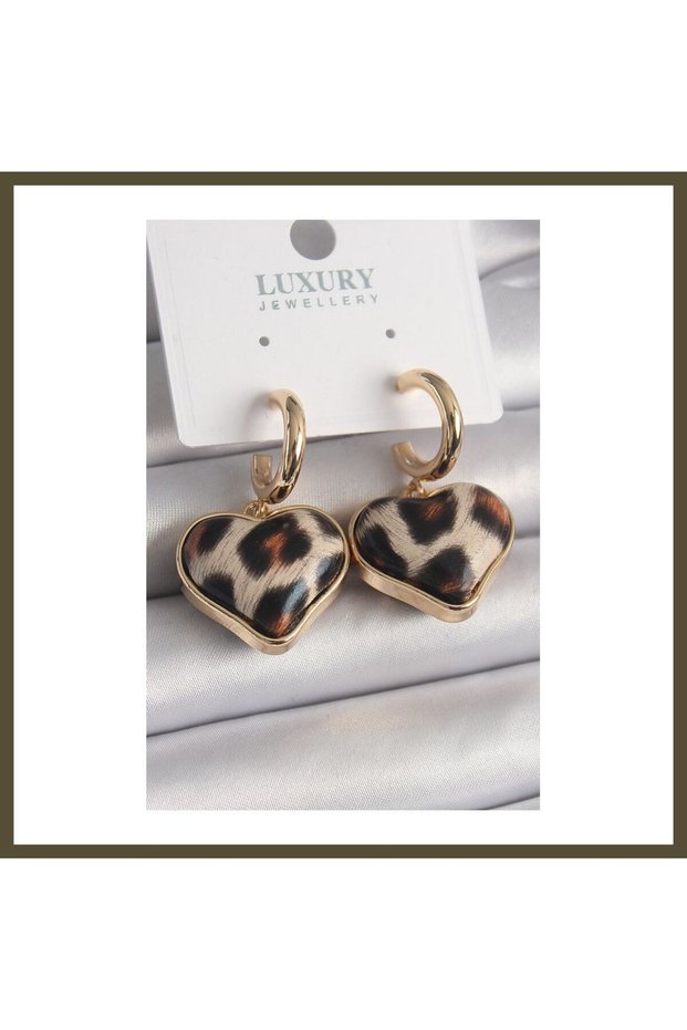 Gold-Toned 3D Leopard-Print Modal Women's Earrings BX