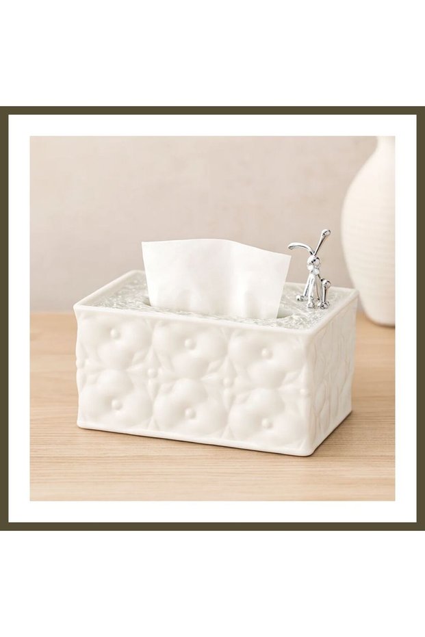 Rectangular Desktop Napkin Holder (18.4×12.5×9 cm) White BX