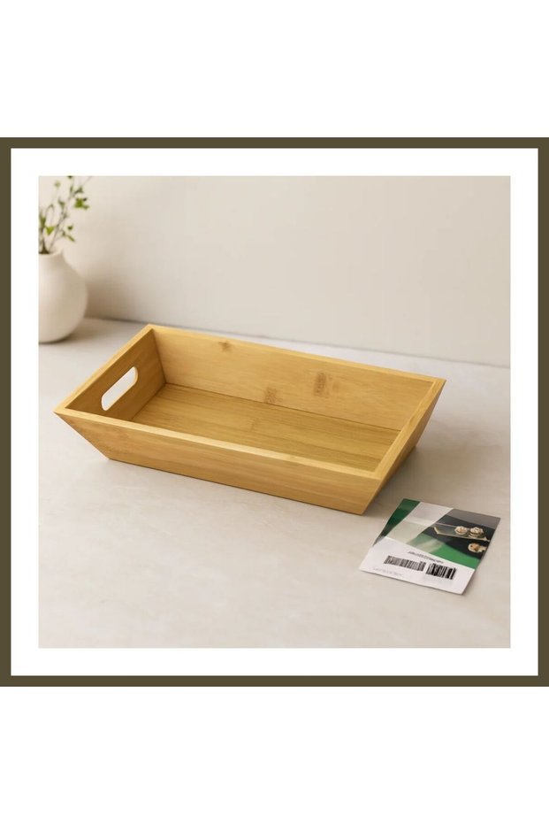 Bamboo Rectangular Serving Tray 16x30x4.5 cm (Double-Handled) BX