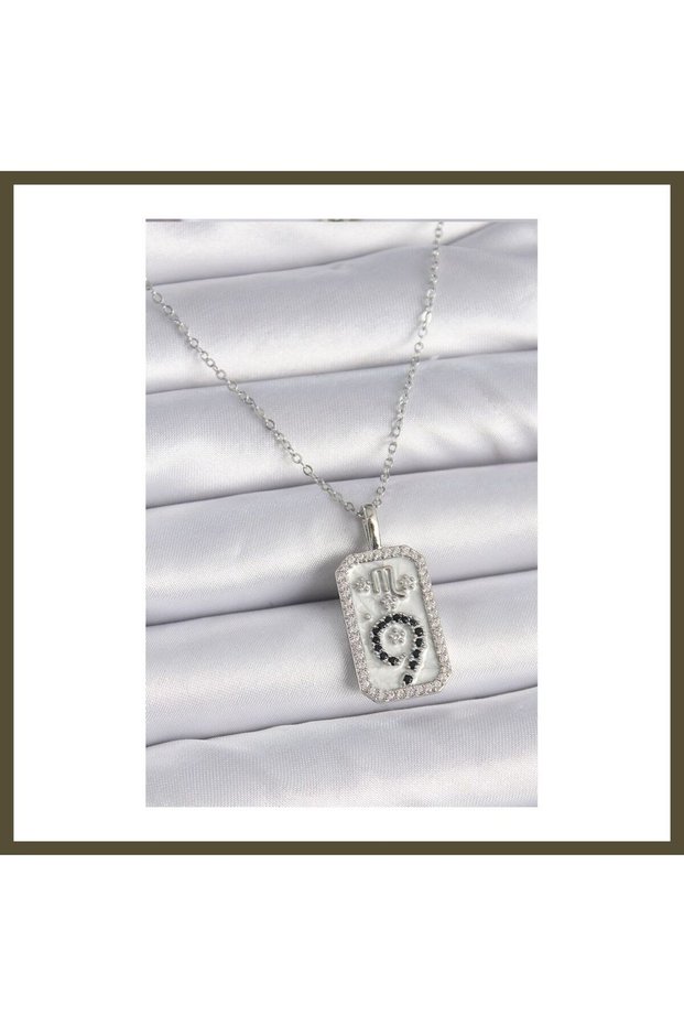 316L Steel Silver-Colored Chain Scorpio Zodiac Sign Zircon Stone Women's Necklace BX