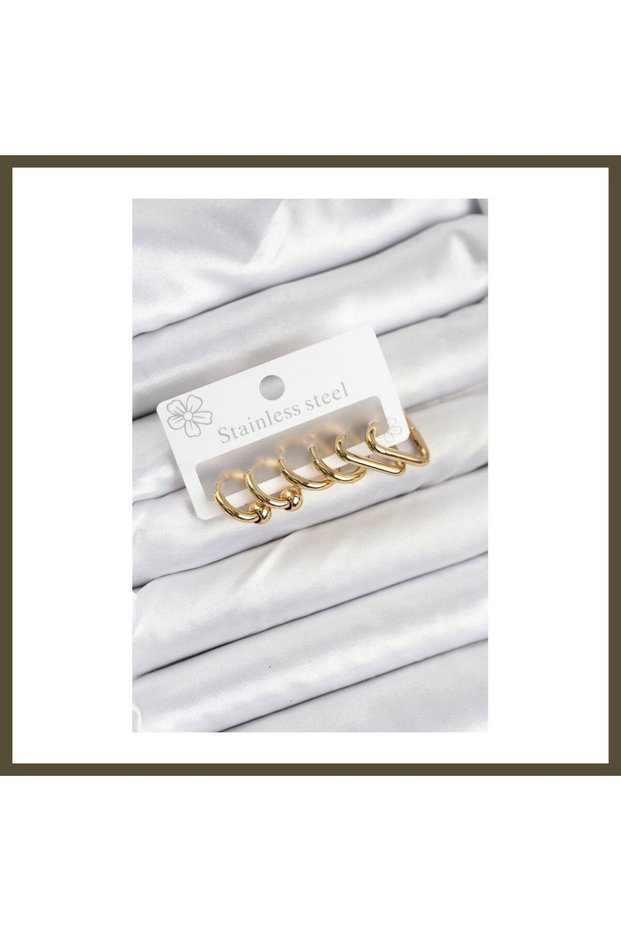 316L Stainless Steel Gold-Colored Women's Earring Set BX