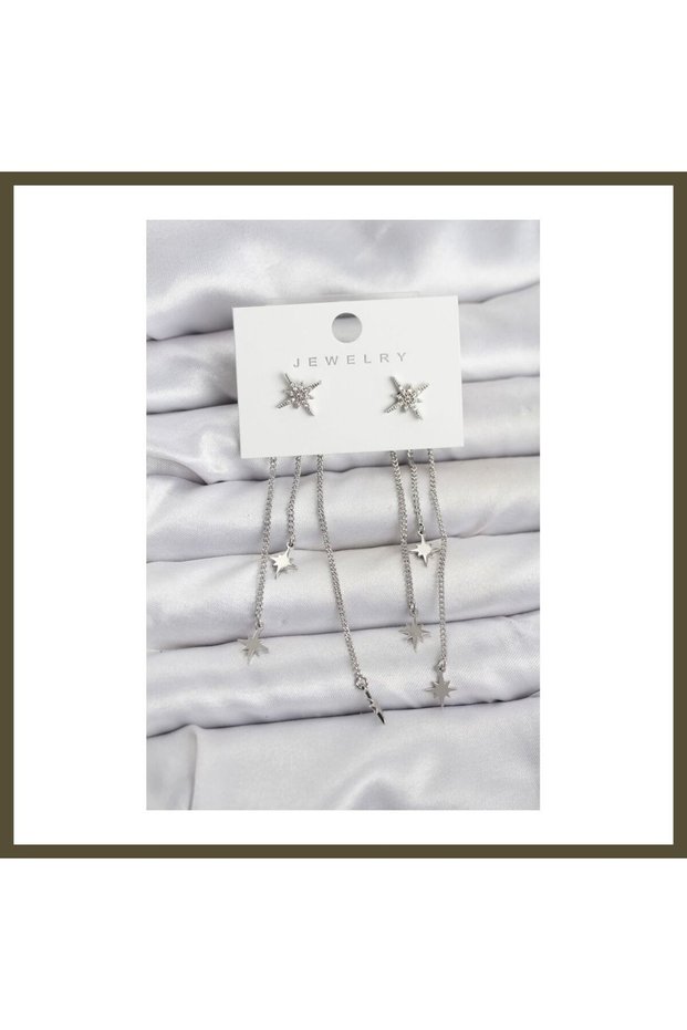 North Star-Style Modal Brass Dangle Earrings for Women BX