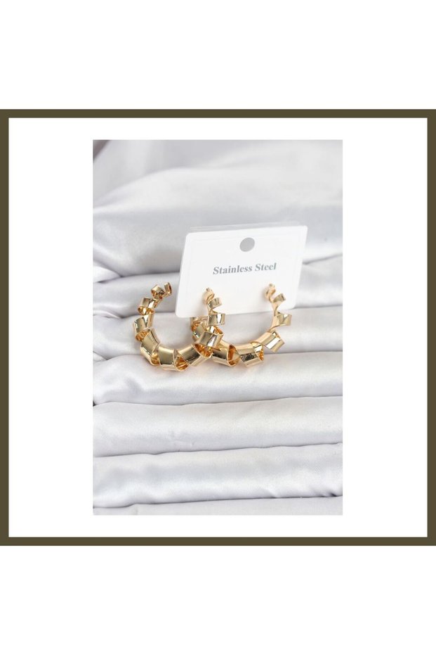 316L Stainless Steel Gold-Colored Spiral Hoop Women's Earrings BX