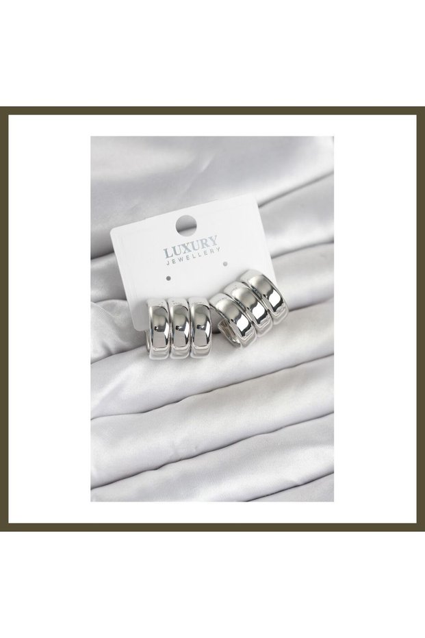 Silver-Tone Rice-Shaped Triple-Strand Women's Earrings BX