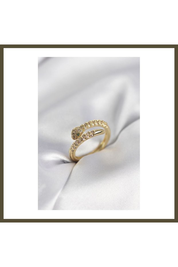 Snake-Style Gold-Colored Zircon Ring for Women BX