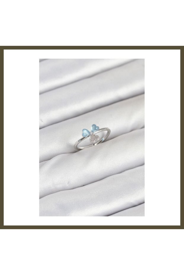 Silver-Plated Rice-Shaped Clover-Design Modal Women's Ring BX