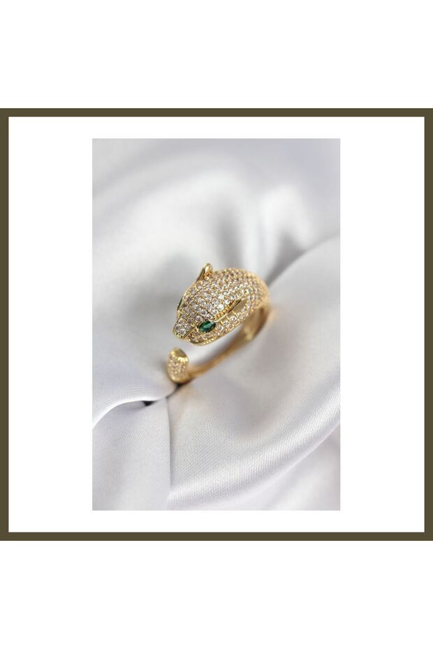 Jaguar Modal Gold-Colored Zircon Stone Women's Ring BX