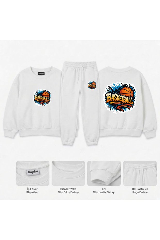 Team Sweatshirt - Basketball-Style Printed for Girls, Boys, and Kids with a Crew Neck