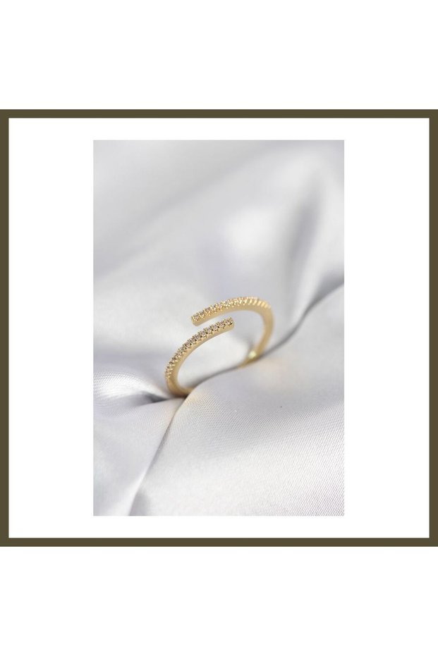 Gold-Colored Zircon Snake-Style Women's Ring BX