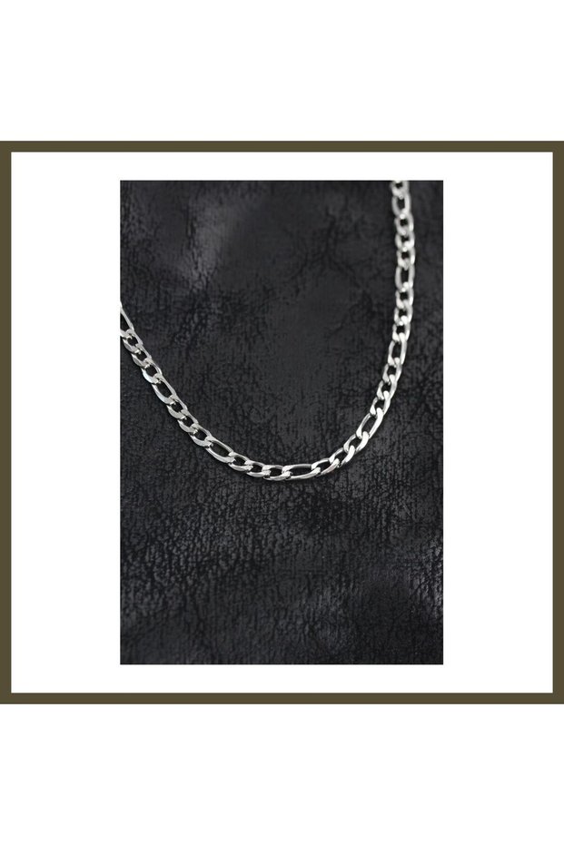 316L Stainless Steel Silver-Colored Figaro Chain Men's Necklace BX
