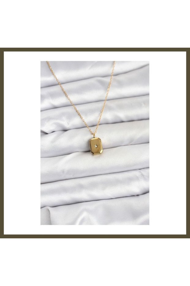 316L Stainless Steel Chain, Gold-Toned, Minimalist North Star Design Women's Necklace BX
