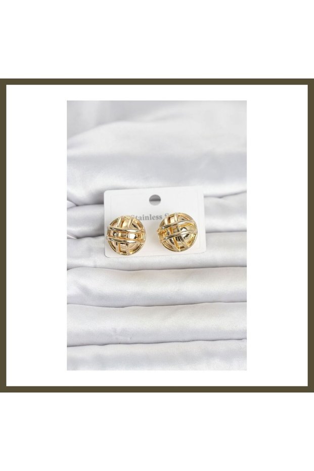 316L Stainless Steel Gold-Colored Patterned Modal Women's Earrings BX