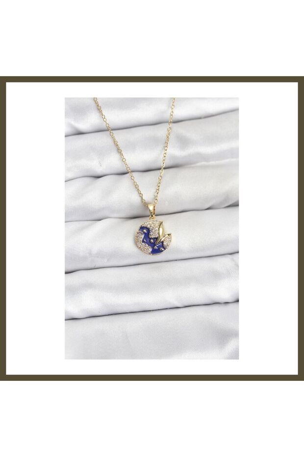 316L Stainless Steel Chain, Gold-Toned, Evening-Style, Zircon-Studded Women's Necklace BX