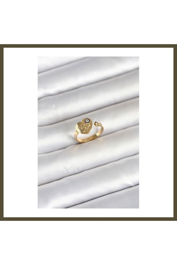 316L Stainless Steel Gold-Colored Women's Ring with Evil Eye Detail BX