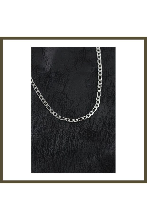 316L Stainless Steel Silver-Colored Fine Figaro Chain Men's Necklace BX