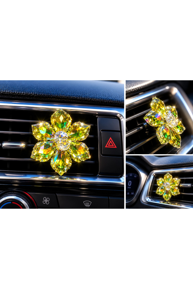 Crystal Car Air Vent Decoration with Clip—Stone, Special Design, Black Rose