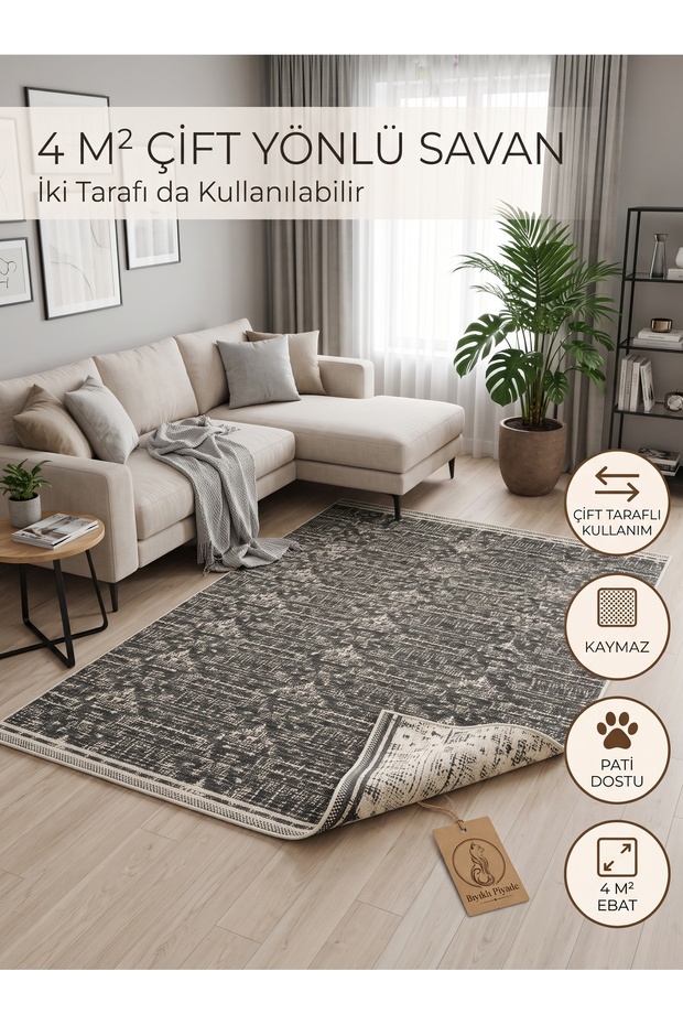 Modern Theme Non-Slip Carpet Cover Savan 4 M2 (160X230) Modern Living Room Kitchen Carpet Cover