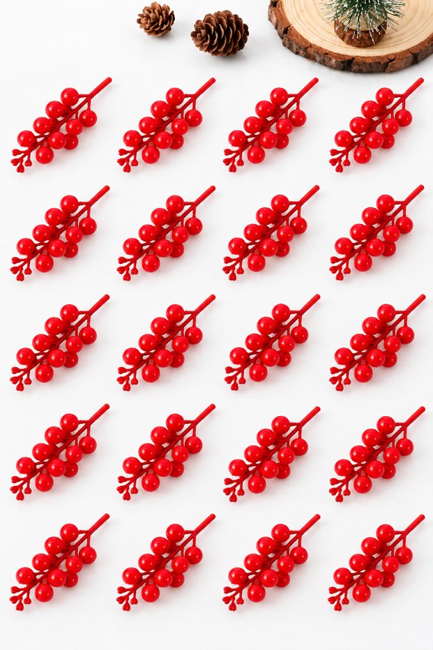 Artificial Fan-Shaped Kokina New Year's Ornament, 6 cm (9-candle), Cherry Branch New Year's Christmas Tree Decoration
