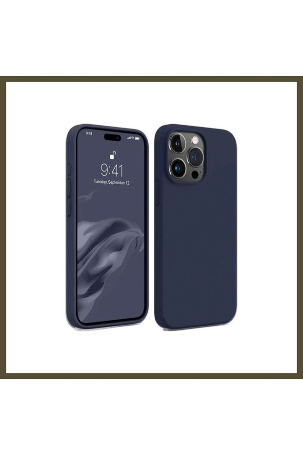غطاء متوافق مع هاتف iPhone 15 Pro، مصنوع من السيليكون - لون أزرق داكن BX.